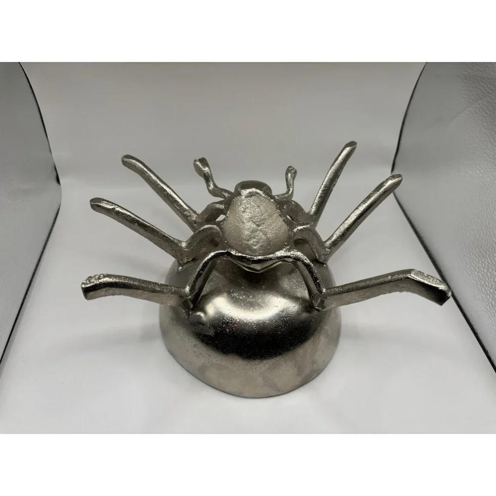 Rachel Zoe Medal Silver & Gold Spider Candy Bowl Halloween Decor Set Of 2